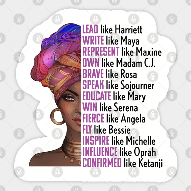 Women of Black History, Legends, Powerful Black Women, Black History, Phenomenal Black Women Sticker by UrbanLifeApparel